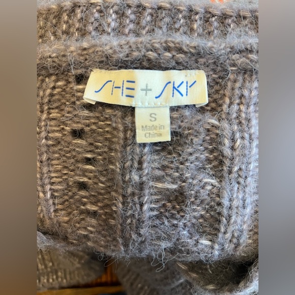 Chunky Button Front Cardigan Small Cable Knit She & Sky Sweater Purple Oversized - Picture 13 of 14